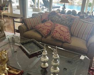 Large glass and metal coffee table