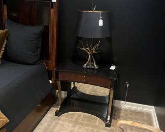 Century side table , brass antlers style lamp