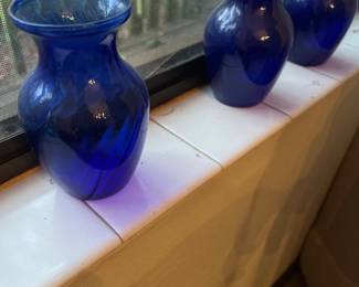 Blue glass vases