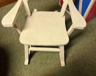 White wooden rocking chair