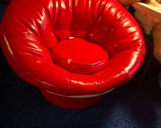 Red papasan chair
