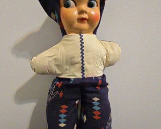 Vintage Stuffed Doll with Plastic Face