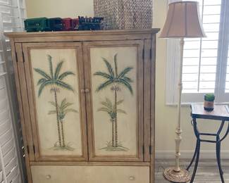 Painted Palm Tree Cabinet