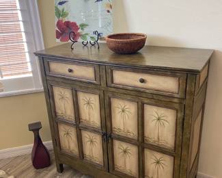 Painted Palm Tree Cabinet