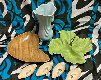 Cool Fabric, Grainware Bowl, USA Condiment Dish Franciscan Larkspur