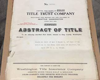 Antique Abstract of Title Seattle Title Trust Company
