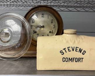 New Haven Clock, Stevens Bed Warmer Planters Glass Lid