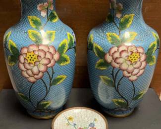 Pair of Chinese Cloisonne Vases