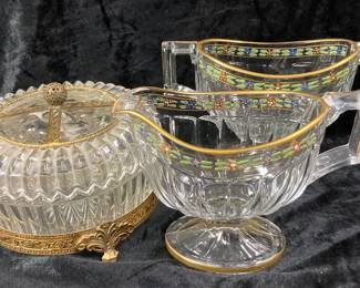 Heisey Creamer And Lidded Dish