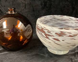 Art Glass Bowl Brown Glass Float