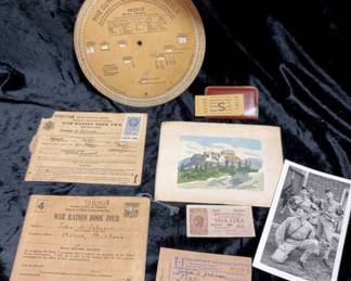 Ephemera WW2 Photo, Cuthbertson French Verb Wheel, Rations Cards  More