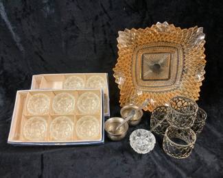 Alvin Sterling Silver Salt Cellars And Cut Glass Salt Cellars 