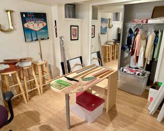 Fabric Cutting Table, Rulers, Stools….