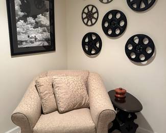 Baker Accent Chair, Small Table, 
Movie Reels ARE NOT FOR SALE 