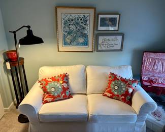 Loveseat, pedestals…