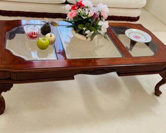 Mahogany Coffee Table w/ Glass Inserts