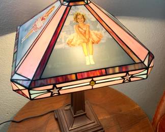 Vintage Stained Glass Shirley Temple Lamp