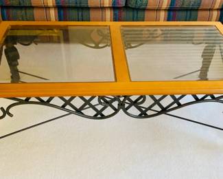 Metal Base Coffee Table with Glass Inserts