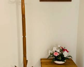 Vintage Coat Rack / Framed Embroidery