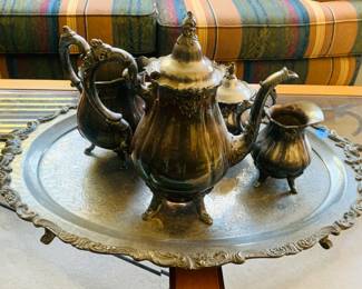 Silverplated Tea Set on Tray