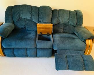 Reclining Blue Love Seat with Storage