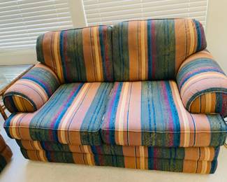Striped Upholstered Loveseat