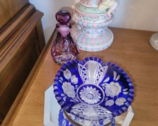 Cobalt blue cut crystal bowl