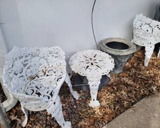 Petite iron chairs & table