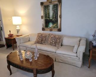 Gorgeous extra long vintage white sofa