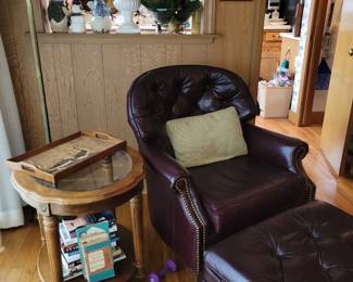 Leather chair & ottoman