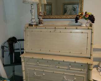 Vintage Thomasville faux bamboo secretary desk