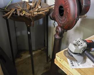 Vintage Blacksmith's forge, blower and tools