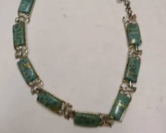 vintage Coro choker with faux turquoise plastic "stones"