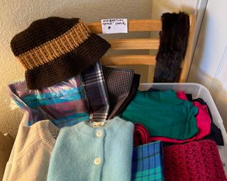 VINTAGE SWEATERS, DICKIES, SCARFS, HAT