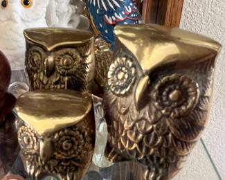 VINTAGE BRASS OWLS
