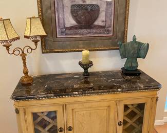 Matching marble top buffet.  Has wine racks on each side.  Really nice piece.