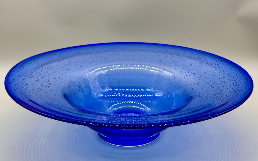 Cobalt Blue Bubble Glass Centerpiece Bowl