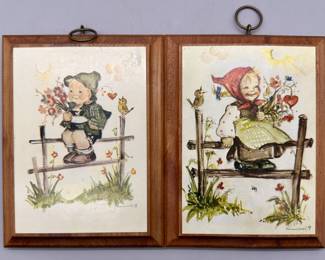 (2) Wall Decor Plaques w/ Hummel-Look Images