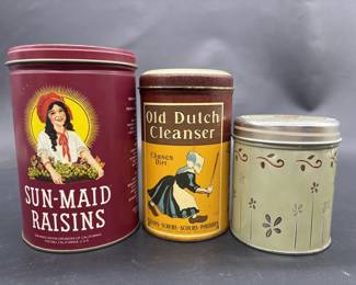 (3) Vintage Tins, 1 is Sun-Maid Raisins