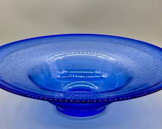 Cobalt Blue Bubble Glass Centerpiece Bowl