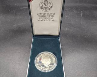 US Eisenhower 1990 Centennial Silver Dollar
