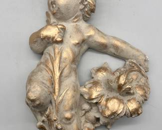 Vintage Heavy Plaster Cherub Wall Decor