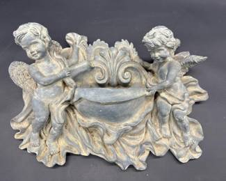 Vintage Wall Plaque w/ Cherubs & Basin