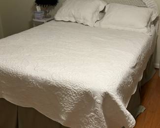 Bed with Wicker Head Board