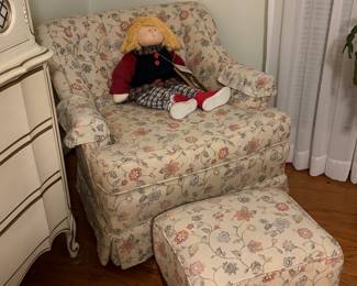 Overstuffed Chair and Ottoman