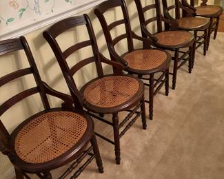 Set of 5 Victorian Cane Bottom Chairs
