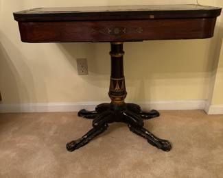 Regency Table that is stenciled and has brass inlay