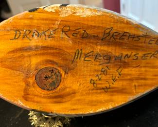Bottom of Duck Decoy with Signature