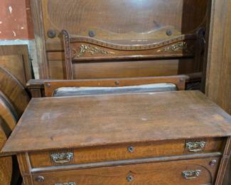 Headboard, footboard, dresser
Victorian era likely. This is a gorgeous set. Has a large mirror that attaches to the dresser