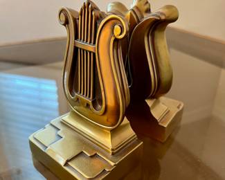 Pair of Brass Lyre Bookends